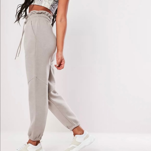 Missguided Pants - Gray paper bag waist joggers